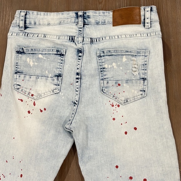 Waimea Paint Splatter Black Distressed Motto Denim skinny fit Jean size 20 - Picture 11 of 16